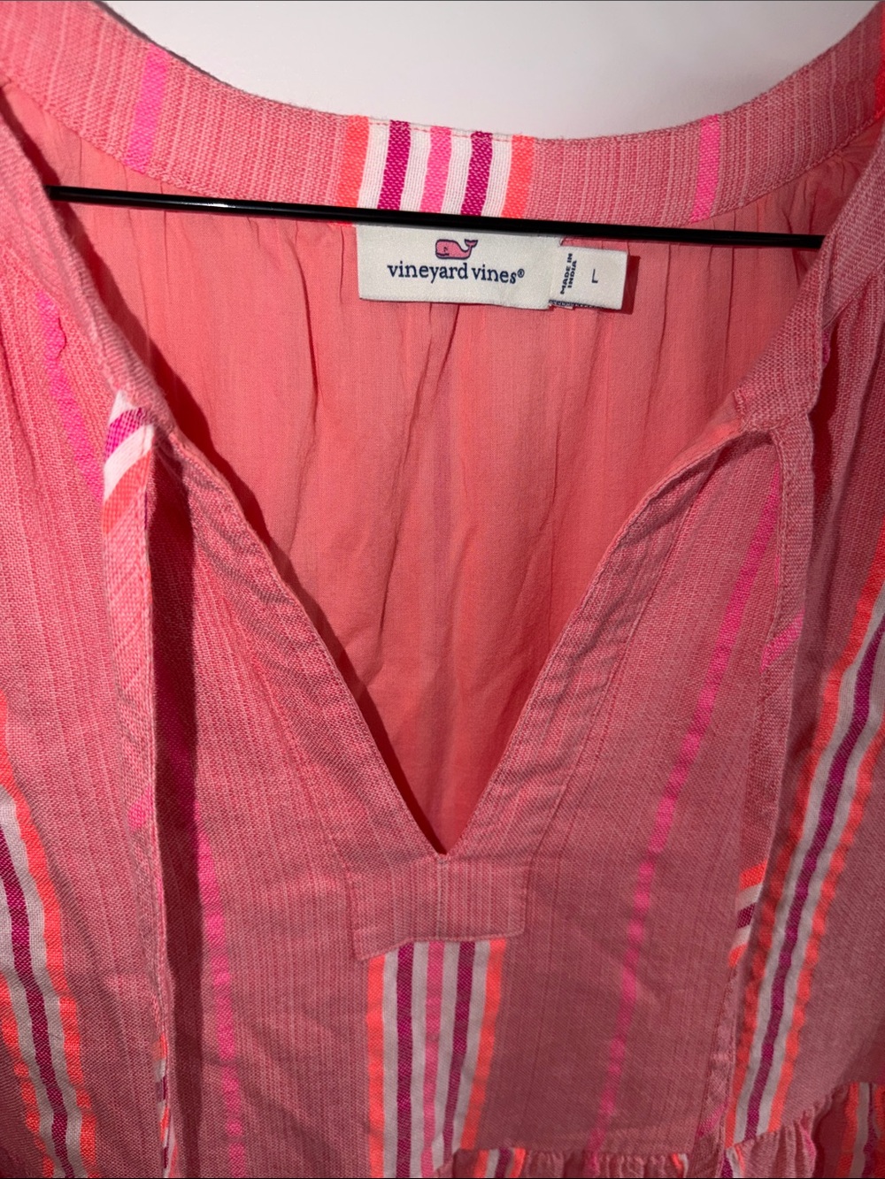 NWOT Vineyard Vines Striped Neon Pop Tiered Breezy Maxi Dress Size Large - Picture 2 of 10
